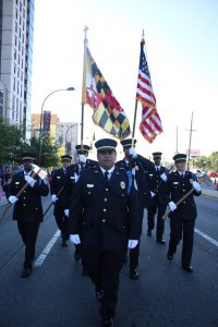 Wheaton Volunteer Rescue Squad Honor Guard marching in parade